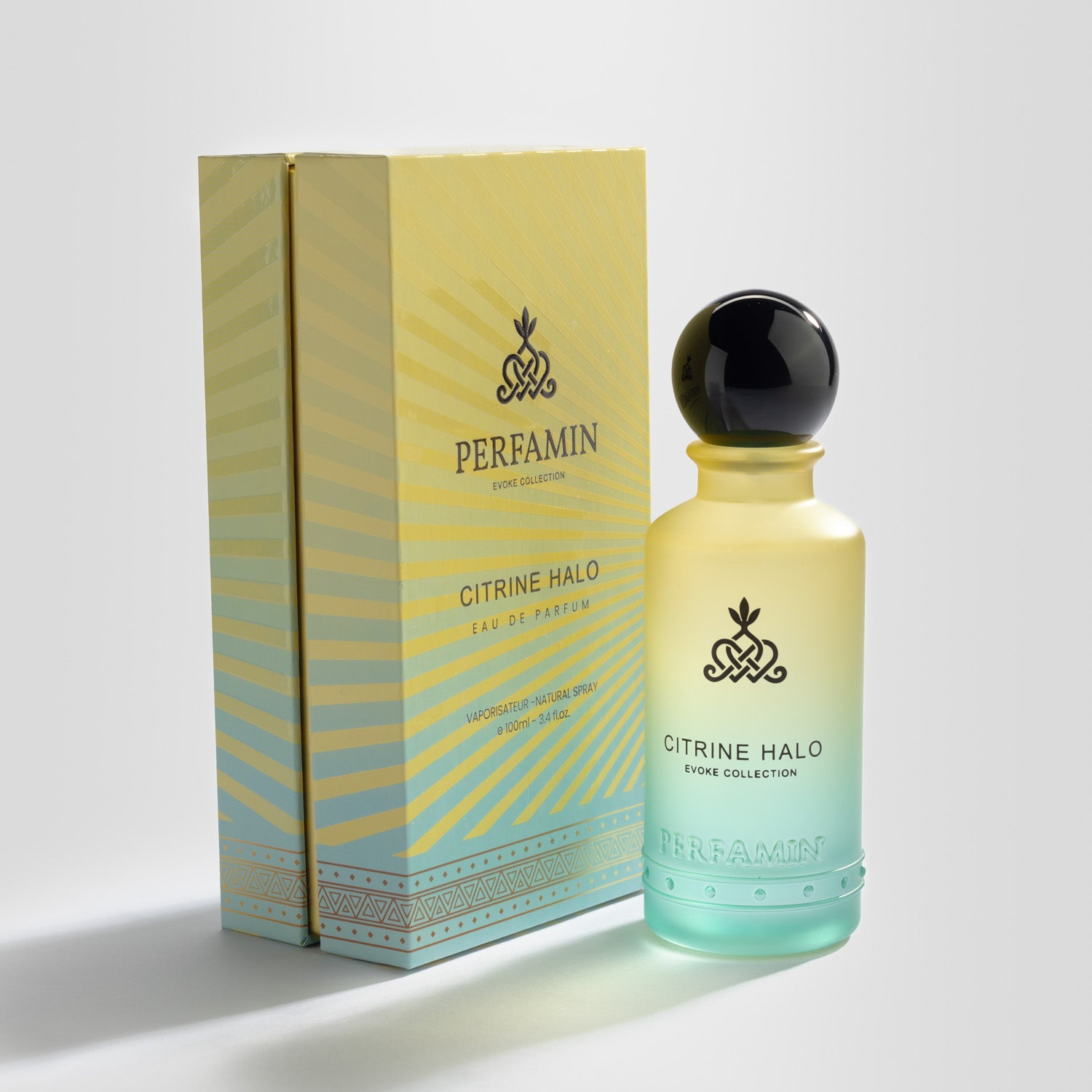 Citrine Halo Perfamin perfume bottle and box packaging