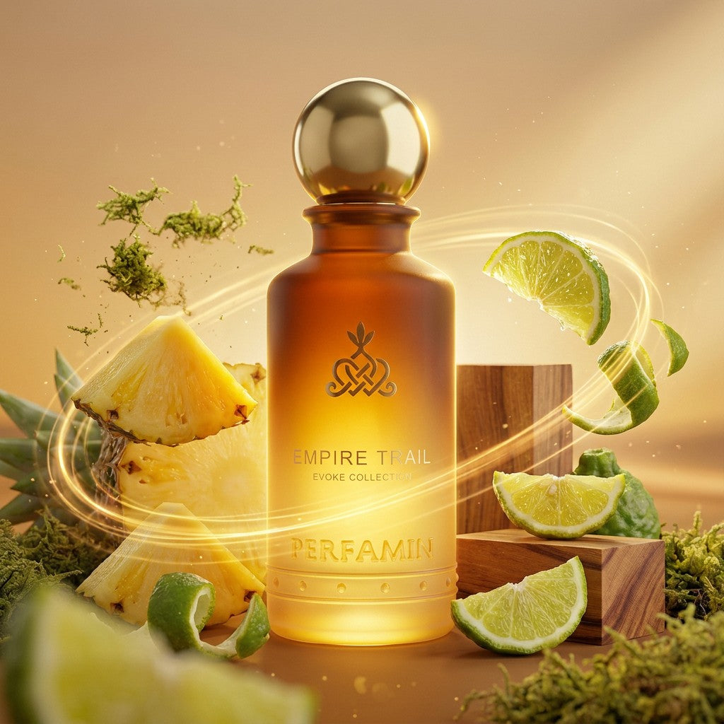 Empire Trail perfume notes featuring pineapple, bergamot, cedarwood and moss