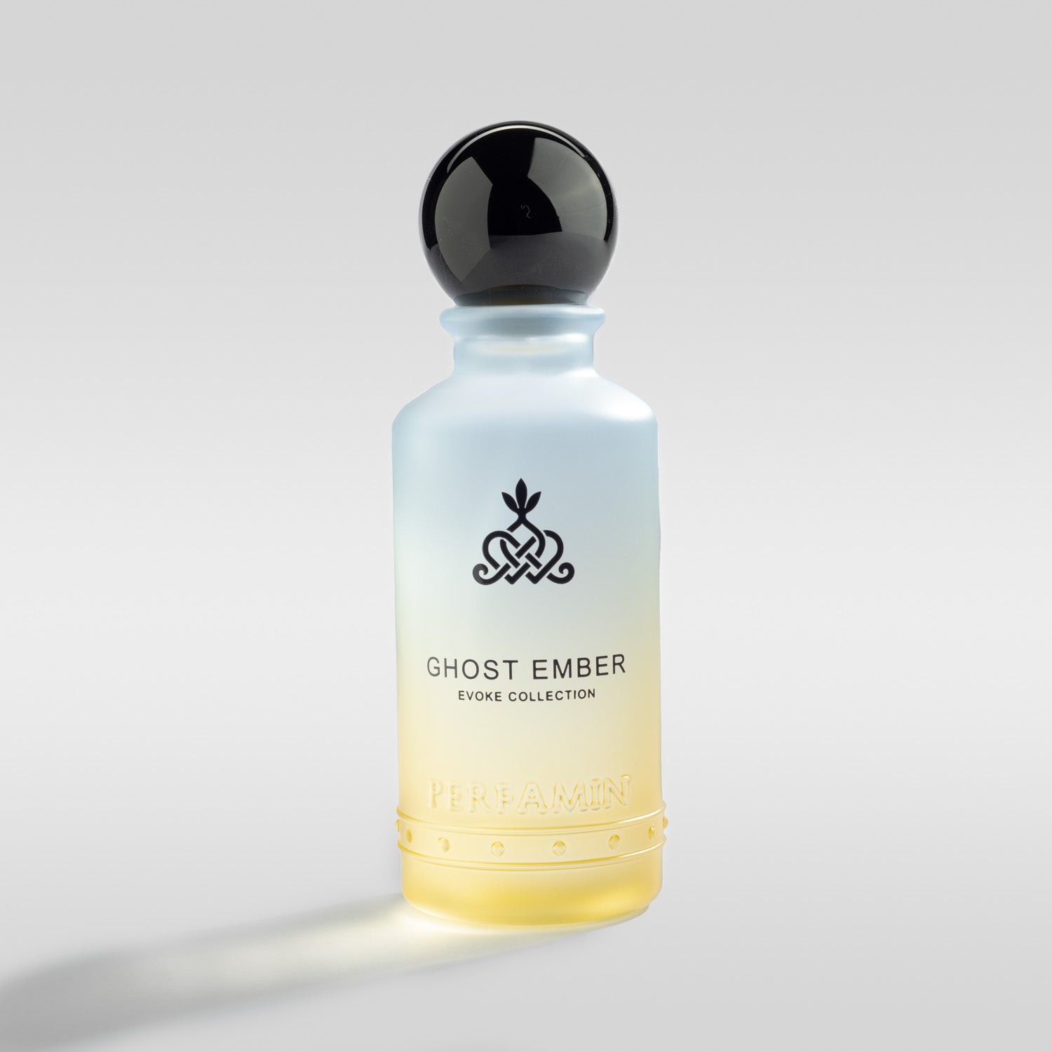 Ghost Ember saffron ambergris and cedarwood perfume bottle by Perfamin