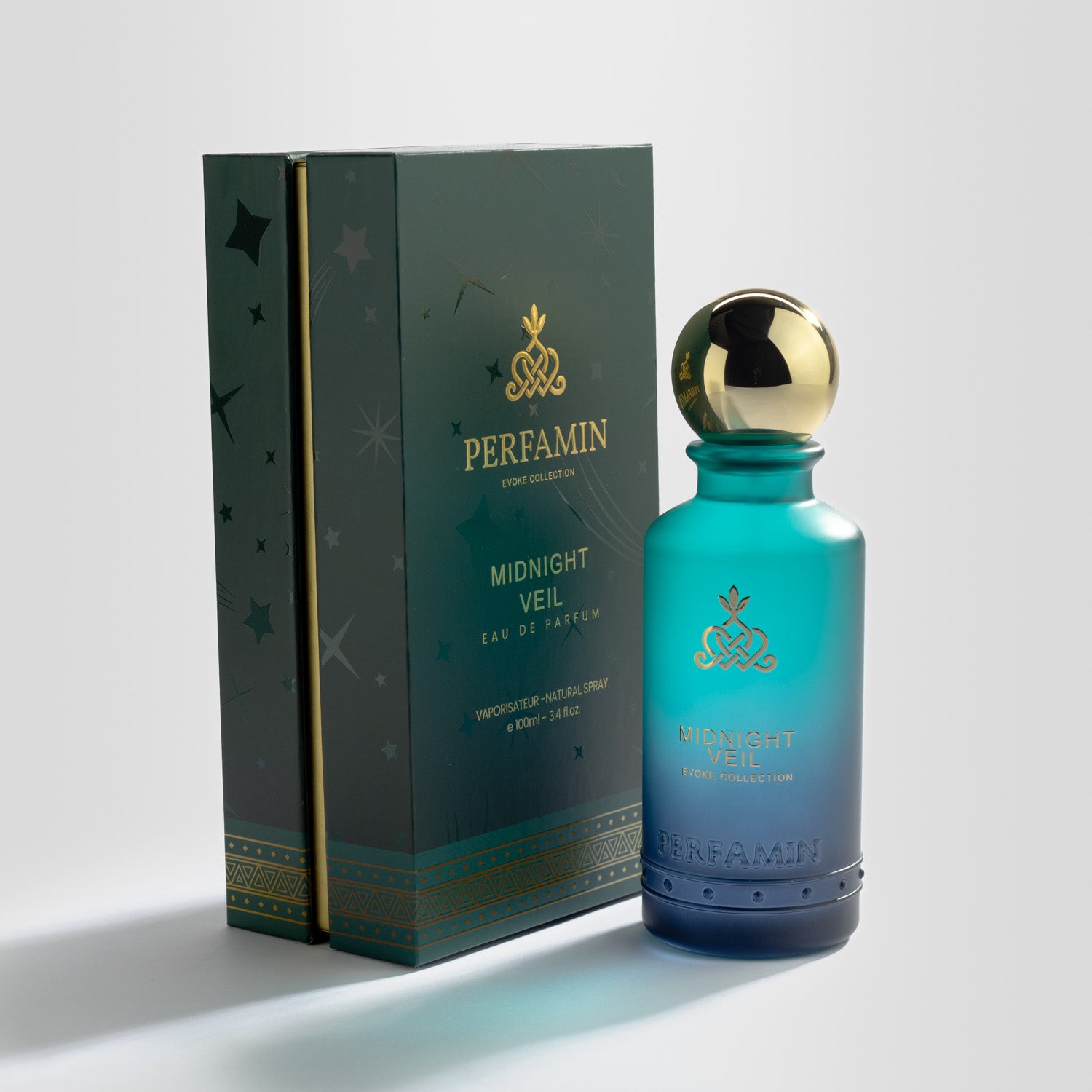 Midnight Veil Perfamin Eau de Parfum bottle with matching box packaging
