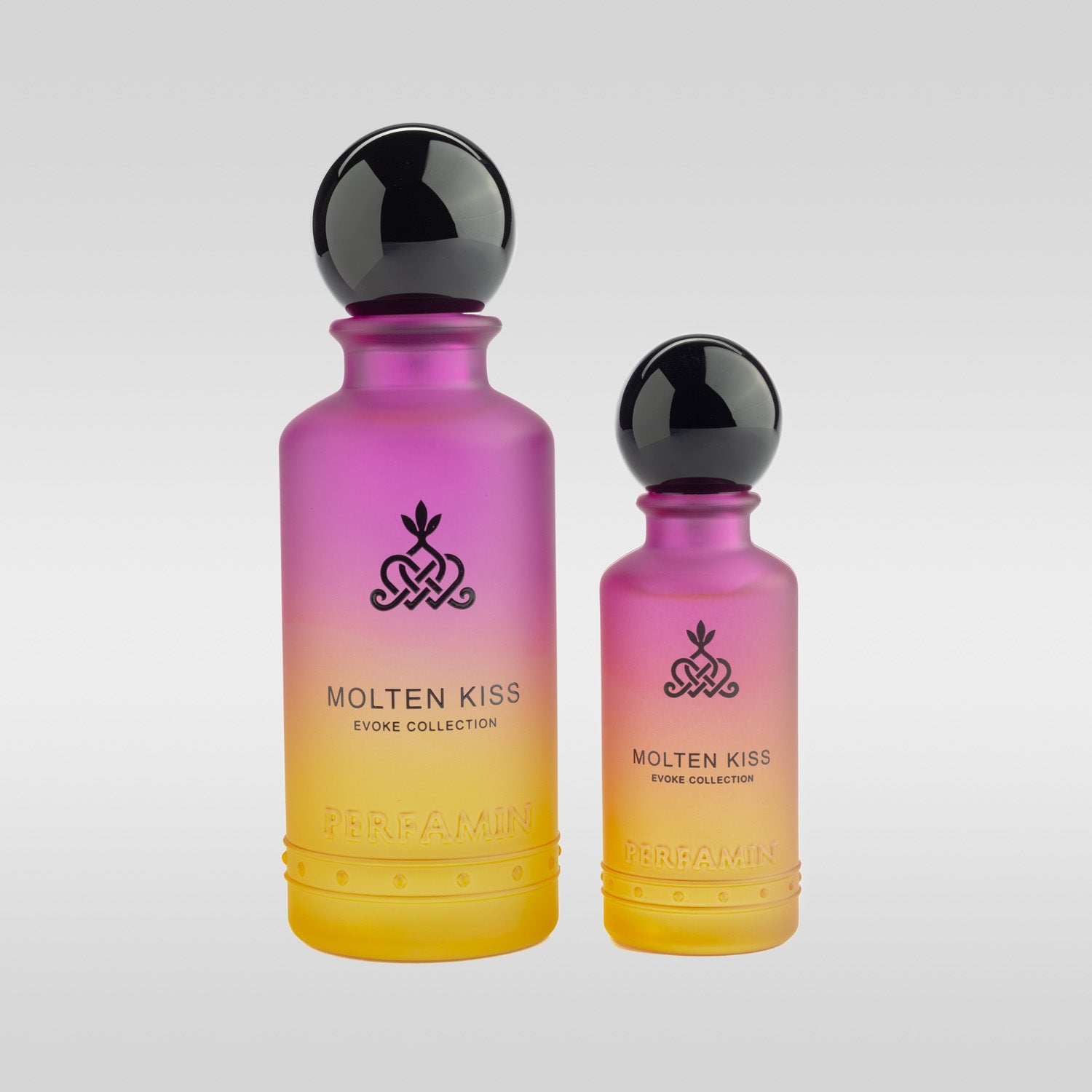 Molten Kiss Eau de Parfum shown in 30ml and 100ml bottle sizes