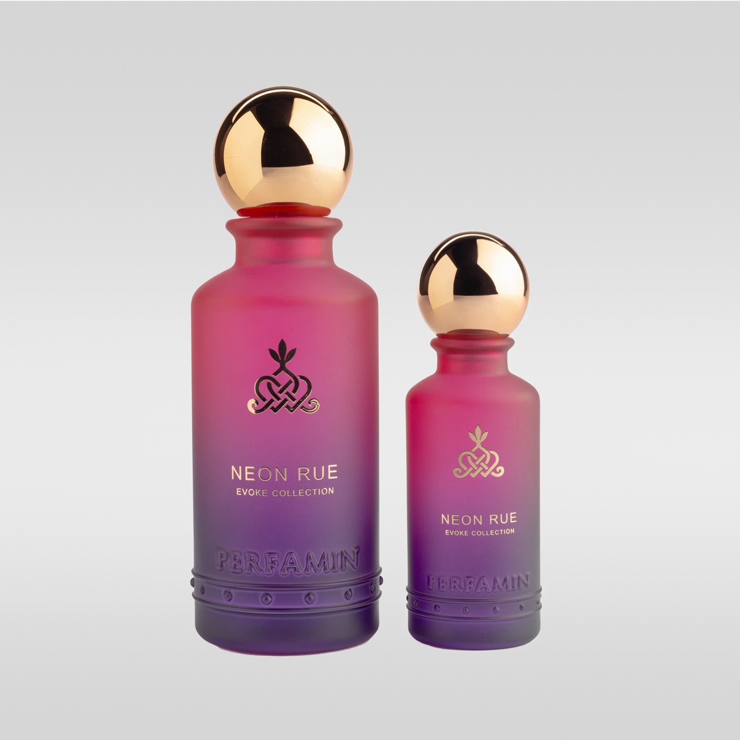 Neon Rue Eau de Parfum shown in 30ml and 100ml bottle sizes