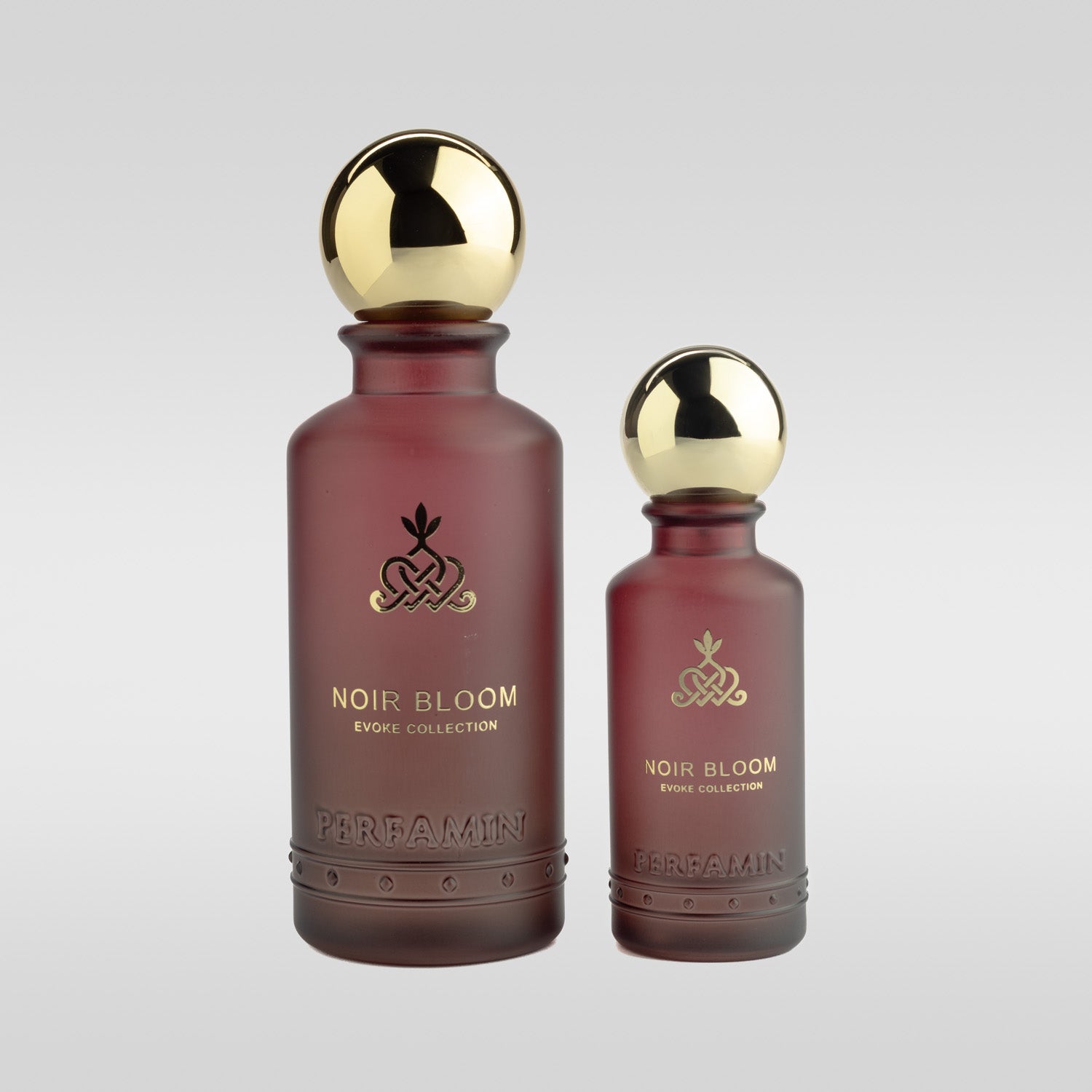 Noir Bloom Eau de Parfum shown in 30ml and 100ml bottle sizes