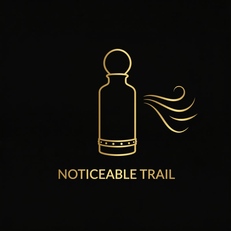 Perfamin Noticeable Trail gold perfume bottle icon representing strong fragrance projection and sillage.
