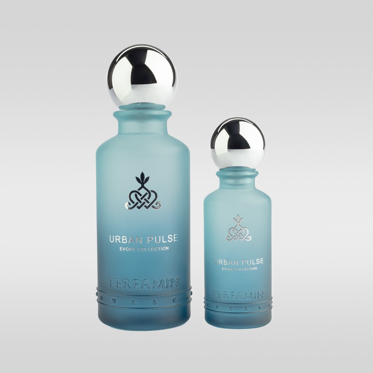 Urban Pulse Eau de Parfum shown in 30ml and 100ml bottle sizes